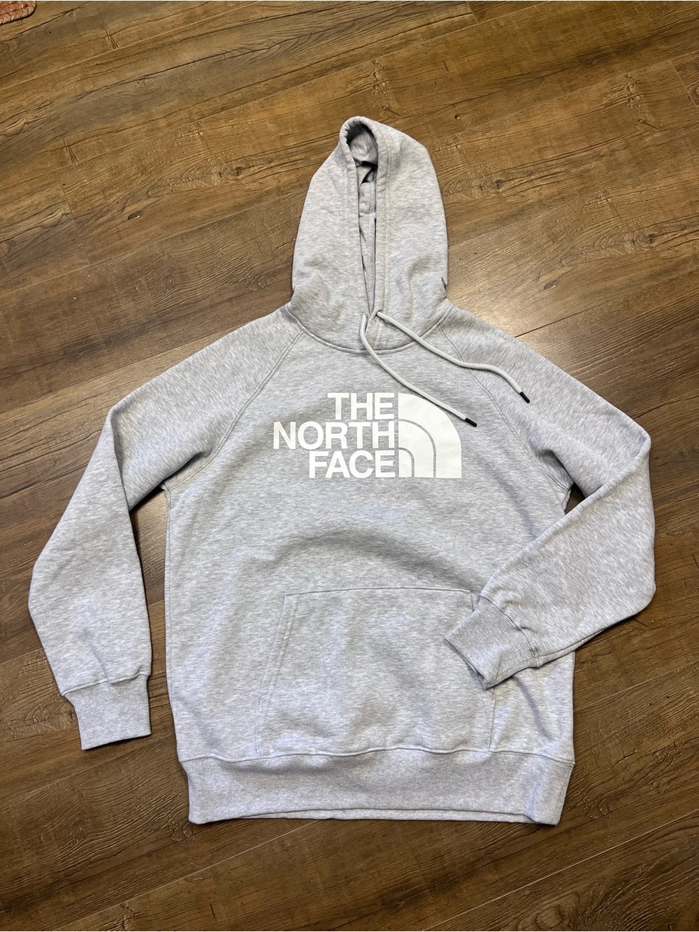 The North Face Light Gray Pullover Hoodie with White Logo NWT